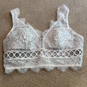 Victoria's Secret Dream Angels Lace Crochet Bralette White Nude Sexy Boho MEDIUM
